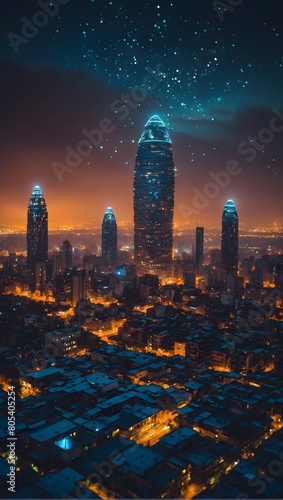 Otherworldly Urban Landscape, A city of unknown origin, characterized by bizarre structures and an eerie atmosphere reminiscent of an alien civilization.