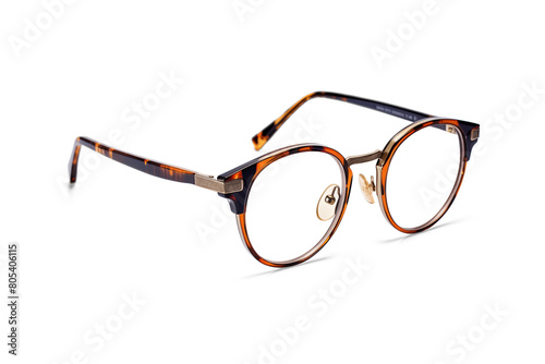 Vintage round eyeglasses isolated on transparent background