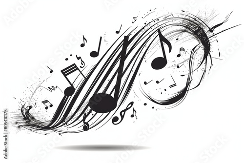 music musical notes Black notes symbol on white background musical expression.