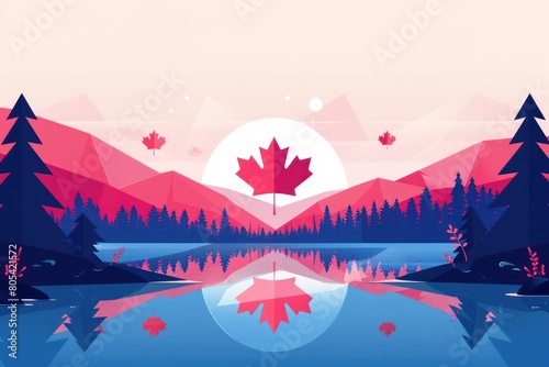 1st of July. Festive background for Canada Day. Flat illustration with copy space