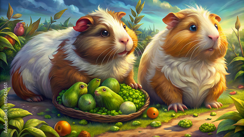 guinea pigs eating peas