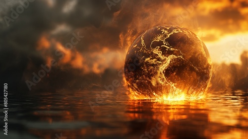 Conceptual image of an Earth globe boiling.