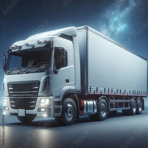 Modern White Semi-Truck with Trailer Ready for Long Haul Freight Transport on Road