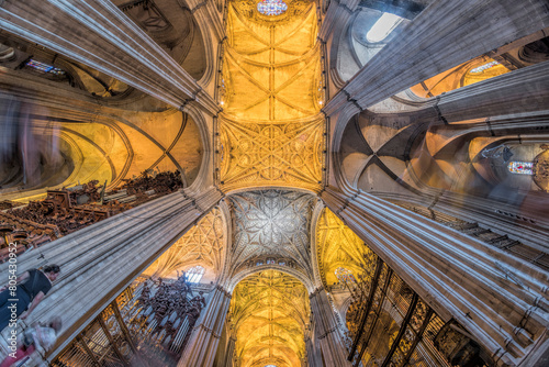 Low angle view of the transept of Santa Maria de la Sede Cathedral, Seville, Spain