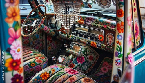 colorful unique car interiot