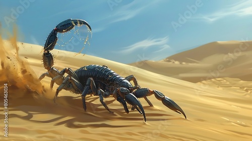 Traverse the desert dunes to encounter scorpions with tails adorned in delicate, gossamer spiderwebs, their stingers gleaming like precious jewels in the sunlight.