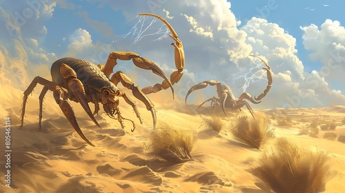 Traverse the desert dunes to encounter scorpions with tails adorned in delicate, gossamer spiderwebs, their stingers gleaming like precious jewels in the sunlight.