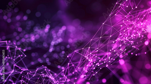 Luminous purple digital threads weaving through an abstract network, creating a visually striking technology background.
