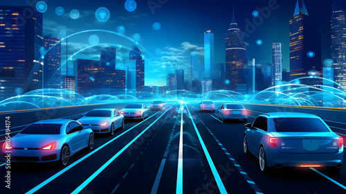 automotive connectivity advancements banner, vehicle to vehicle communication systems and telematics networks