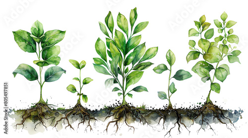 Seedlings growing in different types of soil