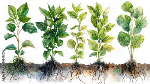The image shows the root system of different plants.