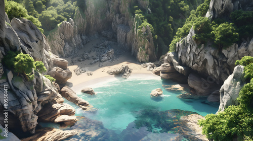 Secluded Beach Cove: Tranquil Retreat Among Rugged Cliffs