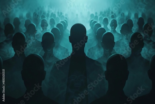 crowd manipulation unmasked dark silhouette controlling the masses conceptual psychology illustration