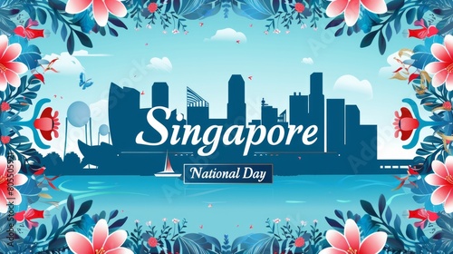 Singapore National Day banner with text "Singapore National Day"