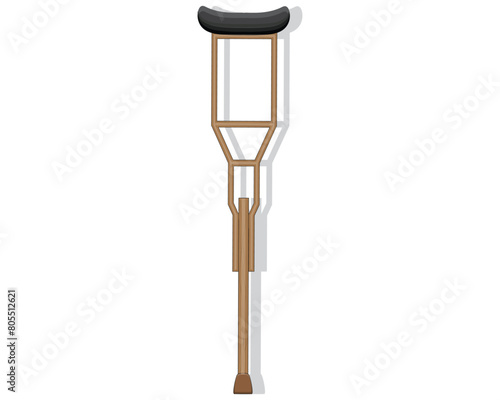vector design of a tool to help people who have broken legs or are limping to walk which are usually called crutches made of wood and iron