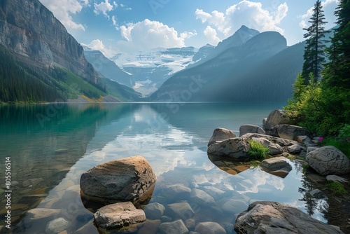 serene lake louise in banff national park scenic landscape photography