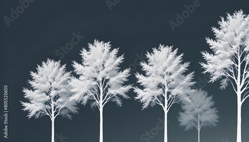 White Tree Background, Ethereal Silence, Ivory Woodland Vista