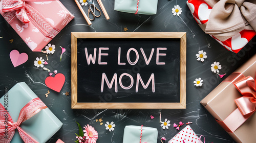blackboard written we love mom mother's day