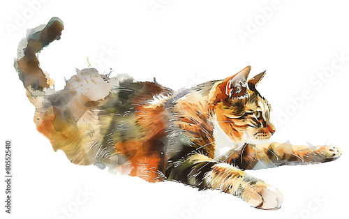 Cat with red fur on white background,png