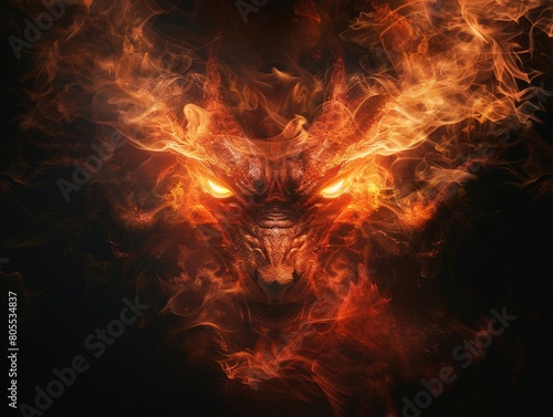 A subtle yet powerful depiction of a mini fire demon, set against a deep black background 8K , high-resolution, ultra HD,up32K HD