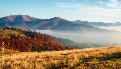 autumn foggy landscape morning view on mountains splendid nature image europe travel carpathians ukraine