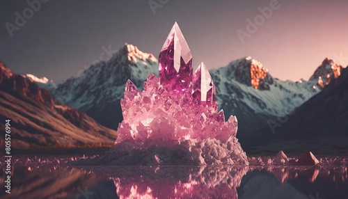 single pink crystal formation