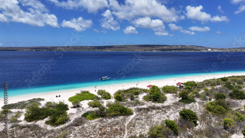 Klein Bonaire At Kralendijk In Bonaire Netherlands Antilles. Island Beach. Blue Sea Landscape. Kralendijk At Bonaire Netherlands Antilles. Tourism Background. Nature Seascape.