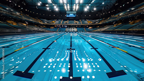 A large pool for swimming at major sporting events. Background for sport.