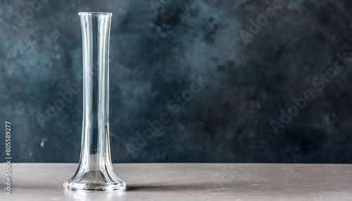 a tall thin glass object sits on a table