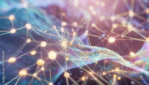 neural flow particle system abstract illustration in motion where particles turn into colorful streams of light representing neural connections ai