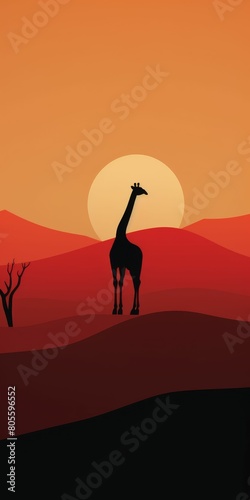 Giraffe Standing in Desert