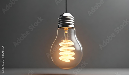 Light Bulb Glowing with Energy, Retro light bulb on dark background with space
