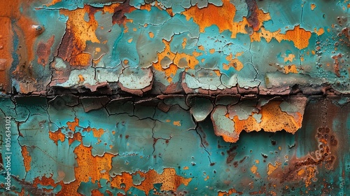 rusty metal texture, blue and orange, cracked and peeling