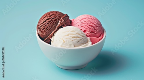 A bowl of Neapolitan ice cream representing the three different types of interactions within the electroweak theory.