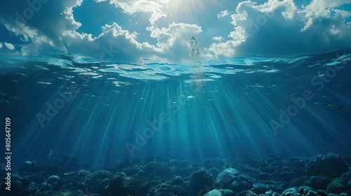 illustration of World Oceans Day, June 8. World oceans day design with underwater sea. Ai generated
