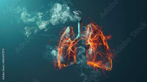 illustration of World No Tobacco Day, anti-smoking lung health services and no smoking.Ai generated