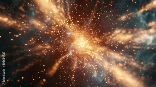 Thousands of tiny dots colliding and releasing bursts of energy as they exchange force.