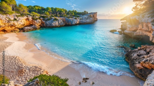 Natural beach calo des moro, Mallorca, Majorca, Spain