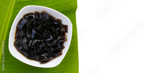 Grass jelly, herbal dessert. Mesona chinensis