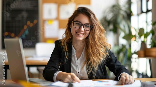 lady Accountant smile with her job