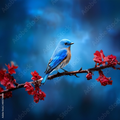 blue bird on a branch 