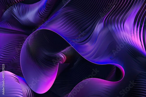 3d rendering of beautiful purple pleats and swirls