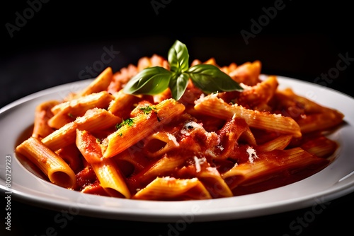 food photograph of italian penne all'arrabbiata, high quality