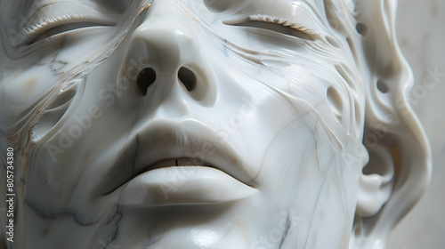 Artistic sculpture of a calm woman made of marble.