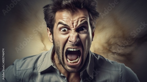 Angry man shouting with intense expression
