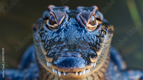 a fierce crocodile staring at the camera with intense powerful