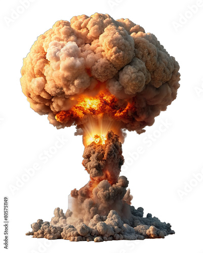 Nuclear explosion on transparent background