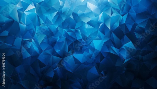 A stylish arrangement of dark blue gradient triangles on a blue backdrop, exuding a sense of depth and modernity