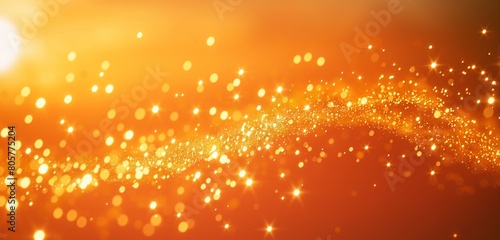 An updraw graph line composed of sparkling, golden sand grains falling into place, set against a luminous, sunset orange background, representing the precious and fleeting nature of time and growth. 