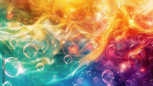 Elevate your digital space with an abstract PC desktop wallpaper featuring ethereal bubbles floating amidst a whirlwind of bold and vivid hues, creating a mesmerizing visual feast for the eyes